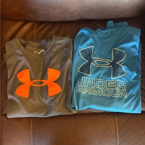 Under Armour Kids' Gray and Blue Tees with Bold Logos